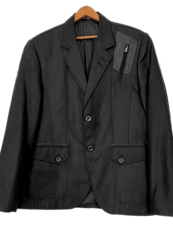 Mondo Other - Mondo Menswear Jacket Blazer Black Zipper Leather Accent New size X-Large